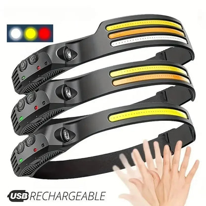 Lampka czołowa LED 5 trybów-czujnik ruchu